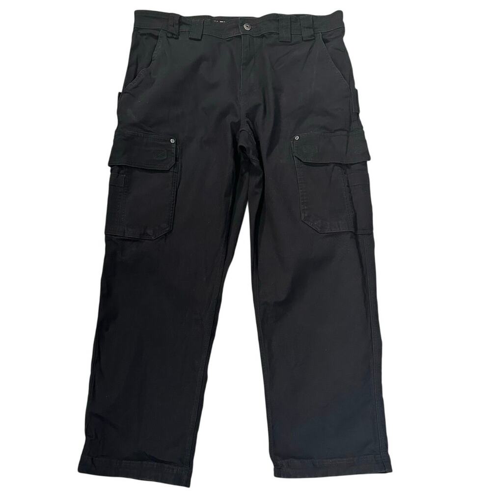 Duluth Black Flex Fire House Relaxed Fit Cargo Work Wear Pants Size 38x30
